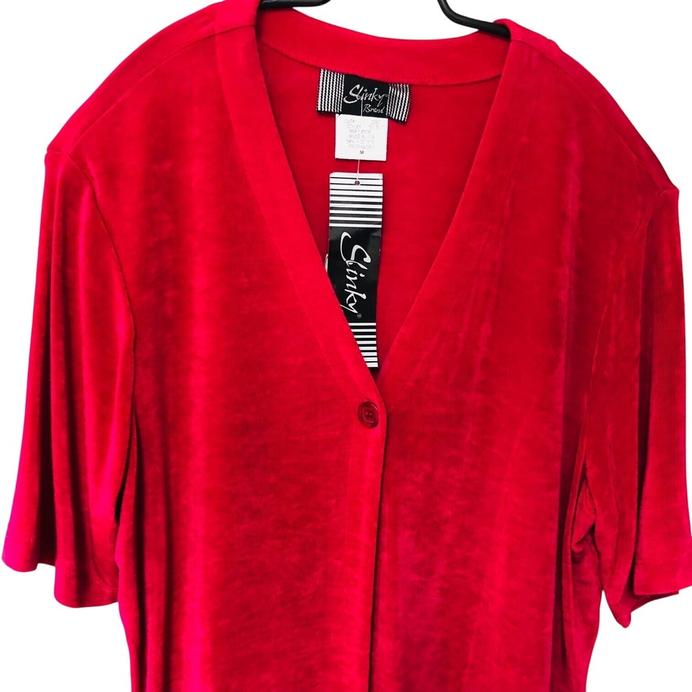 SLINKY BRAND Jersey Topper Duster Cardigan Women's M NWT 1-Button Pink Knit